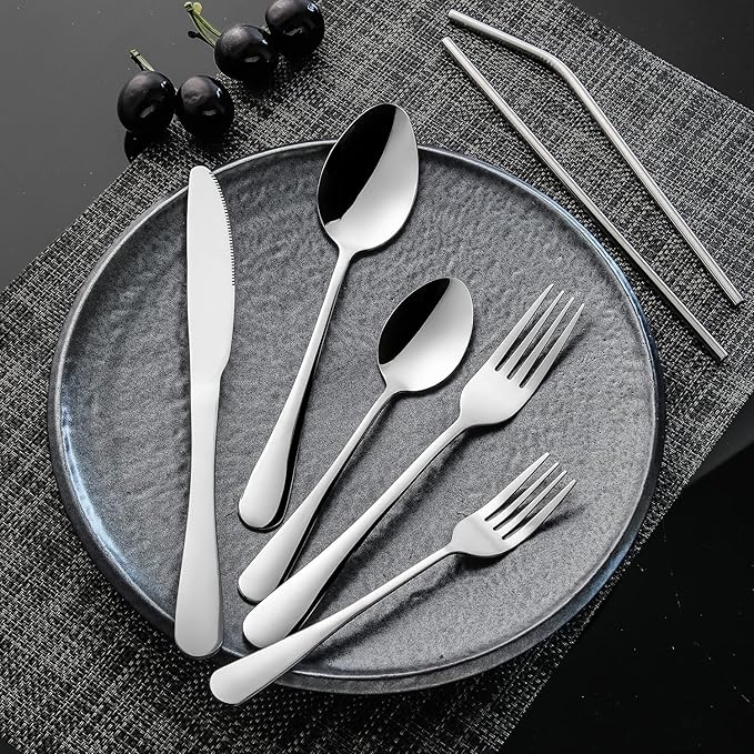 56 Pieces Silverware Service for 8 Flatware Set Stainless Steel Utensils Cutlery Set Dishwasher Safe