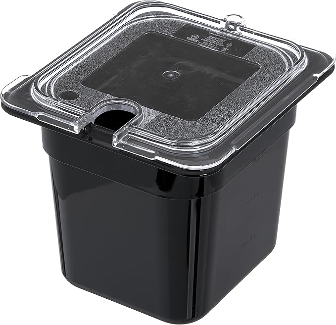 Carlisle FoodService Products Storplus 1/6-Size Plastic Food Pan, Food Storage Container, for Catering, Buffets, Restaurants, Polycarbonate, 1/6 Size, 6 Inches Deep, Black, (Pack of 6)