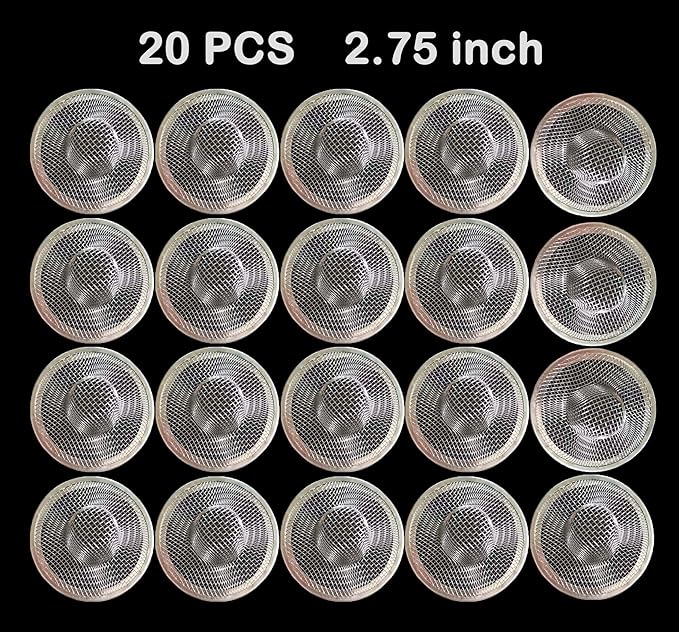 20Pcs Bathroom Sink Drain Strainer Screen Mesh, 2.75'' Stainless Steel Slop Basket Filter Trap Sink Drain Mesh Basket Hair Catcher Filter Cover for Lavatory RV Shower Floor Utility Drain