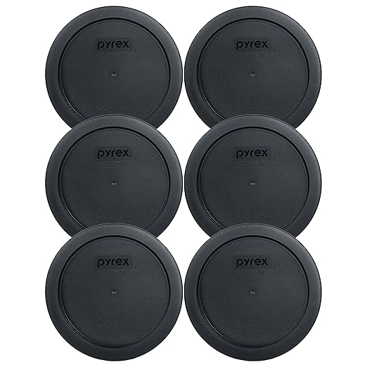 Pyrex 7201-PC 4-Cup Black Food Storage Replacement Lid (6-Pack) - Made in USA
