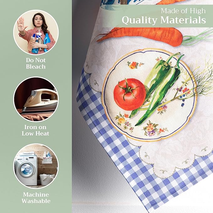 Maison d' Hermine Kitchen Towels Set of 3 100% Cotton 27.50" x 20" Reusable Cloth Tea Dish Towels Absorbent with Hanging Loop for Kitchen, Home, Dining, Cocktail Parties Spring/Summer (Gourmand)