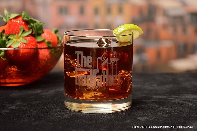 Official Godfather Etched Rocks Whiskey Glass - with Logo & Quote "It's not personal Sonny. It's strictly business" - Premium Quality, Handcrafted Glassware, 11oz. A Collectible Gift
