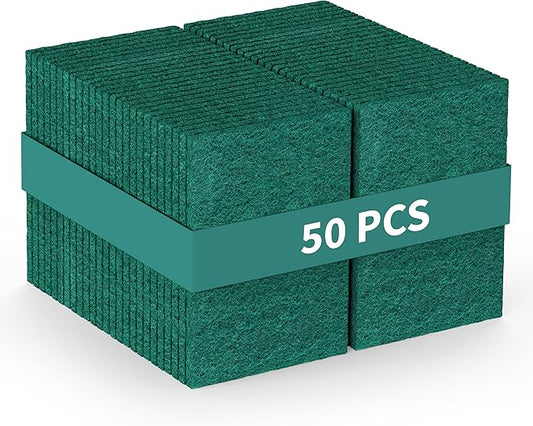 50 Pack Heavy Duty Scouring Pads 4x6 Inch – Green Scrubbing Pads, Non Scratch Bulk Scrub Pads for Kitchen, Dishes, Pots, Pans, Grill & Household Cleaning – Reusable Multipurpose Scrubber Pads