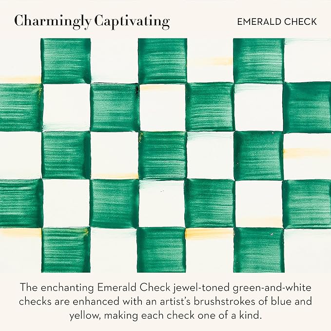 MACKENZIE-CHILDS Enamel Dipping Bowl, Small Serving Bowl for Entertaining, Green-and-White Emerald Check