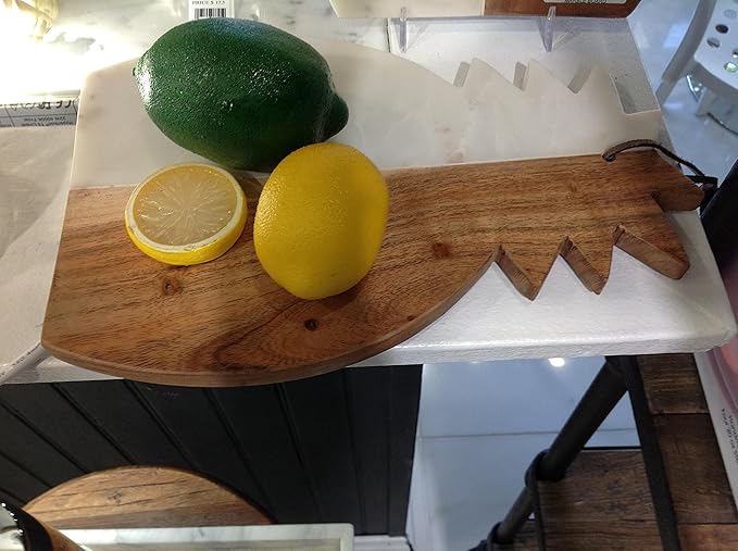 Godinger Cutting Board, Serving Board, Cheese Board, for Meat, Cheese and Fruit, Pineapple Board, Wood and Marble, 8X11.5