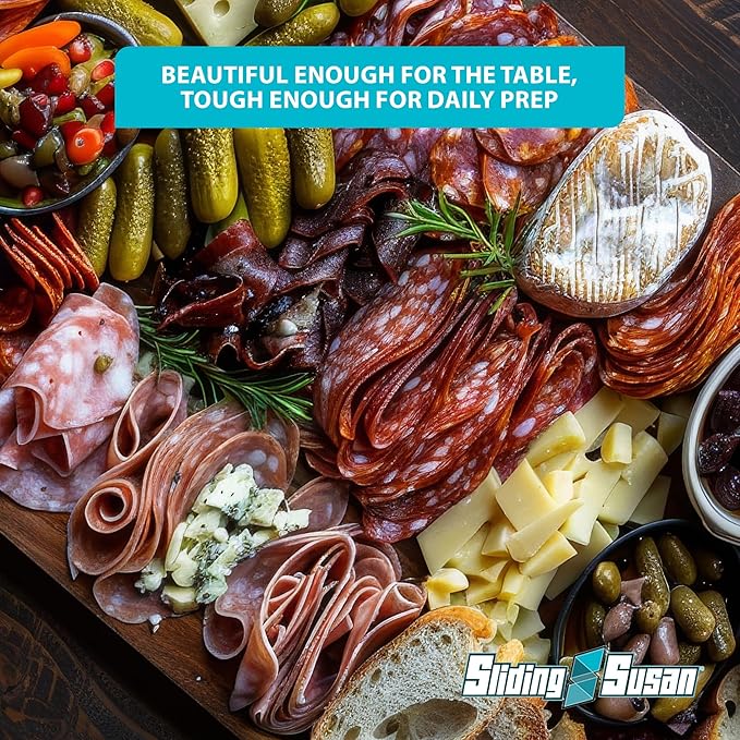 SlidingSusan Cutting Board - Solid Beechwood Butcher Block for Kitchen, Chopping, Serving, or Gifting – 1” Thick Reversible Wooden Slab for Countertop or Table, 11” x 18”