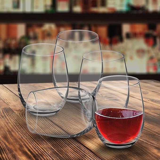 DISCOUNT PROMOS Stemless Wine Glasses by ARC 5.5 oz. Set of 12, Bulk Pack - Perfect for Hotel, Bar, Restaurant or Lounge - Black