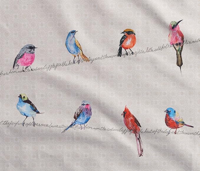 Maison d' Hermine Kitchen Towels Set of 2 100% Cotton 27.50" x 20" Reusable Cloth Tea Dish Towels Absorbent with Hanging Loop for Kitchen, Dining, Cocktail Parties Spring/Summer (Birdies on Wire)