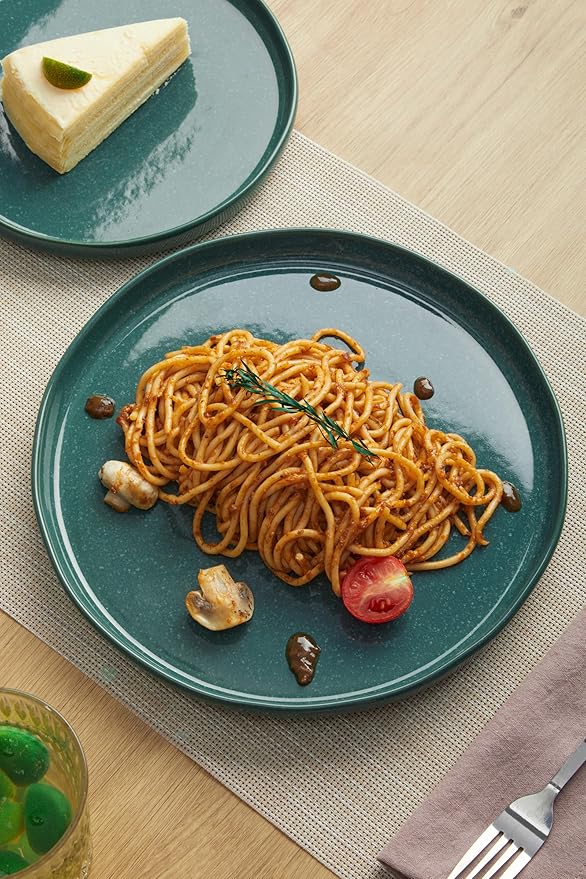 18-Piece Moss Green Plates and Bowls Set,Nature-Inspired Ceramic Dinnerware Sets for 6 – Dish Set for Slow Living & Gentle Rituals