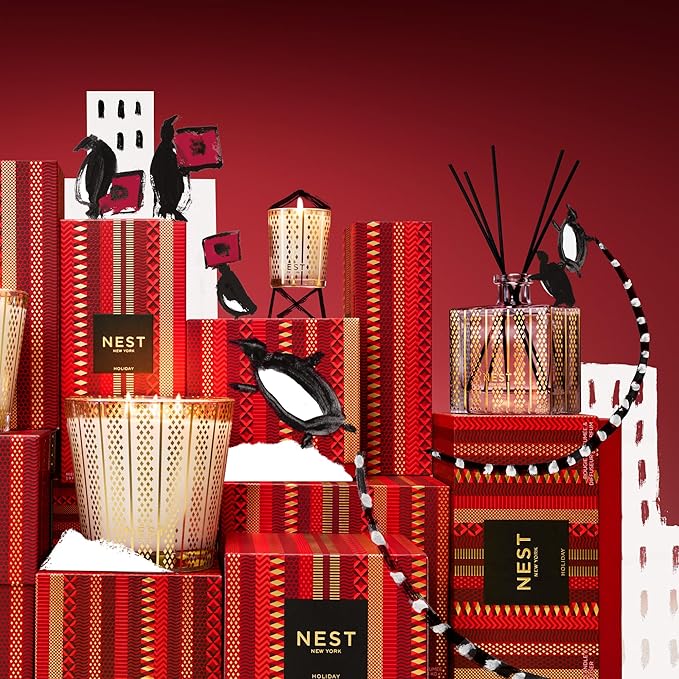 NEST New York Scented 3-Wick Christmas Candle, Holiday - 21.2 oz - Up to 100-Hour Burn Time - Reusable Glass Vessel