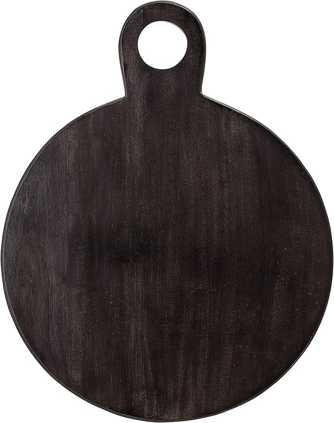 Bloomingville Round Acacia Wood Cheese and Cutting Board with Circle Handle, Black