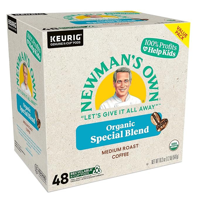 Newman's Own Organics Special Blend, Single-Serve Keurig K-Cup Pods, Medium Roast Coffee Pods, 48 Count