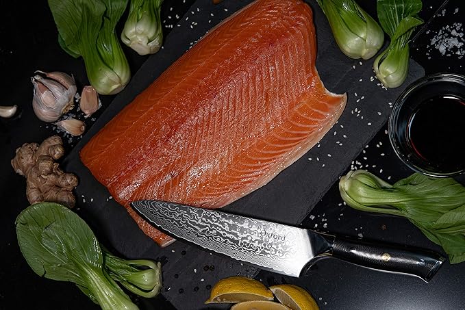 Oxford CHEF Chefs Knife 8 inch Best Damascus- Japanese- VG10 Super Steel 67 Layer High Carbon Stainless Steel-Razor Sharp, Stain & Corrosion Resistant, Awesome Edge Retention