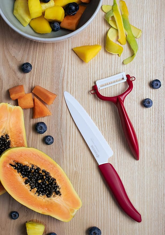 Kyocera Advanced Ceramic Horizontal Y Peeler, Red