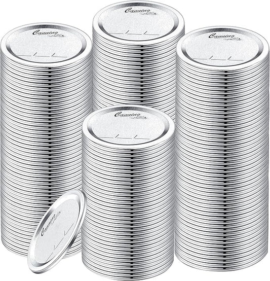 200-Count [Wide Mouth] Canning Lids for Ball, Kerr Jars - Split-Type Metal Mason Jar Lids for Canning - Food Grade Material, 100% Fit & Airtight for Regular Mouth Jars (86mm Wide Mouth（200 Lids）)