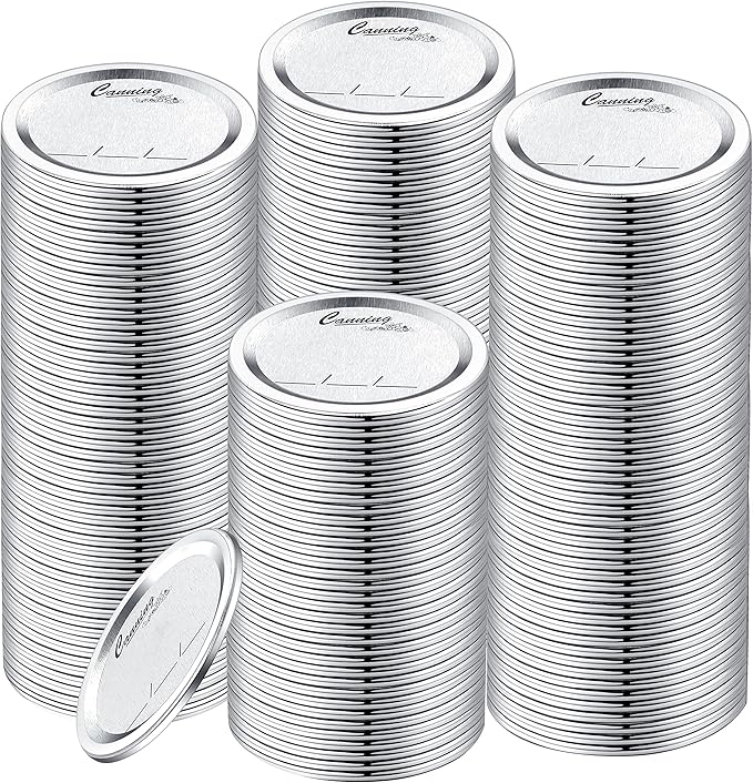 200- Count,Regular Mouth Canning Lids for Ball, Kerr Jars - Split-Type Metal Mason Jar Lids for Canning - Food Grade Material, 100% Fit & Airtight for Regular Mouth Jars (200 Pack Regular Lids)