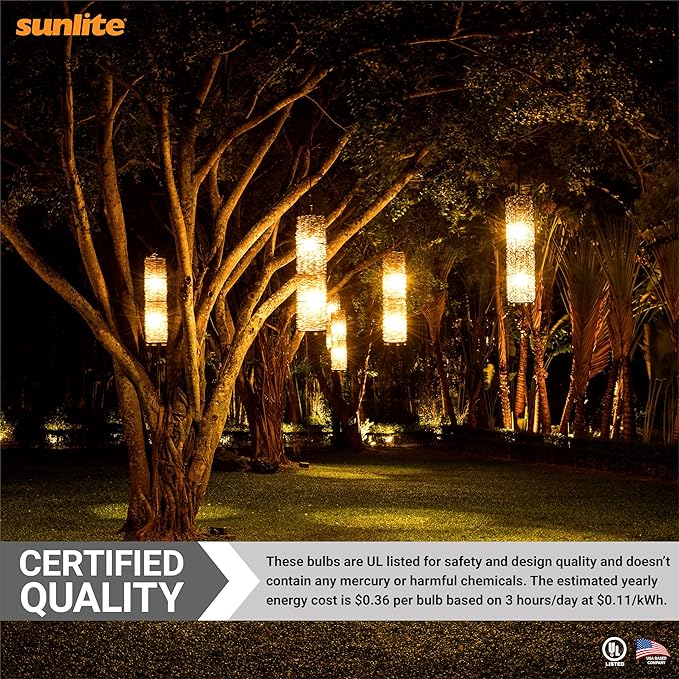 Sunlite 40472 LED A19 Colored Light Bulb, 3 Watts (25w Equivalent), E26 Medium Base, Non-Dimmable, UL Listed, Party Decoration, Holiday Lighting, 6 Count, Amber
