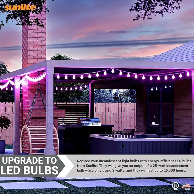 Sunlite 40946 LED A19 Colored Light Bulb, 3 Watts (25w Equivalent), E26 Medium Base, Non-Dimmable, UL Listed, Party Decoration, Holiday Lighting, 6 Count, Purple