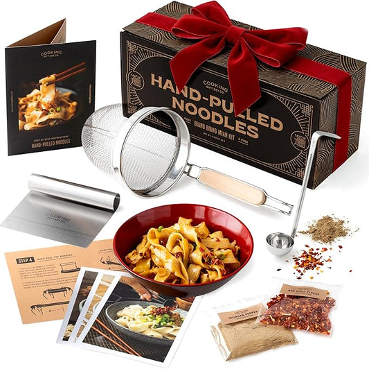 Noodle Basket Set – Stainless Steel Fine Mesh Strainer with Handle, Pasta Tool for Boiling, Asian Cooking Utensils – Ramen, Dumpling, and Hot Pot Ready