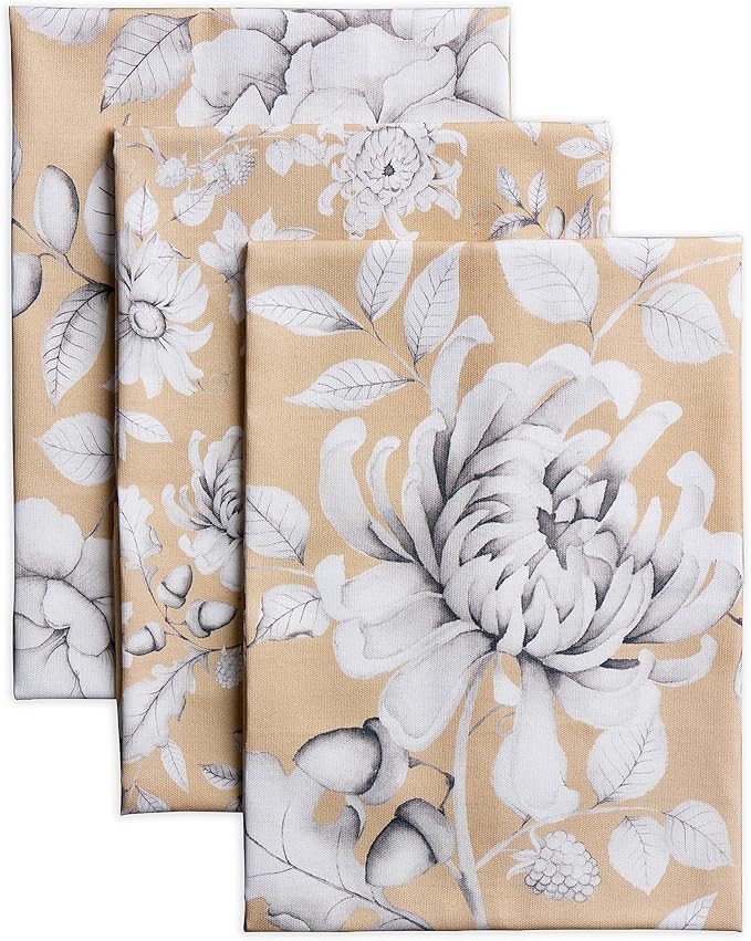 Maison d' Hermine Kitchen Towels Set of 3 100% Cotton 20" x 27.5" Reusable Cloth Tea Dish Towels Absorbent with Hanging Loop for Kitchen Dining Thanksgiving Christmas Decorations (Pretty Autumn)