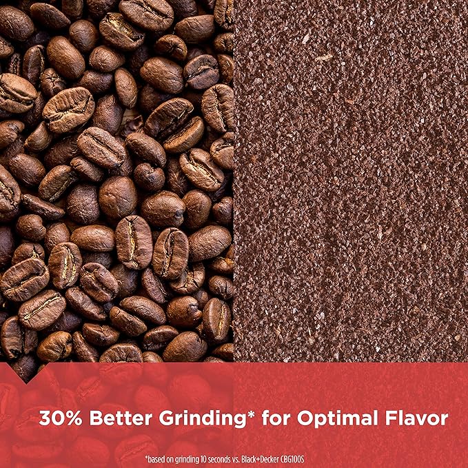 BLACK+DECKER One Touch Coffee Grinder, 2/3 Cup Coffee Bean Capacity, Spice Grinder, One Touch Push-Button Control -150 Watts -Stainless Steel Blades (Pack of 4)