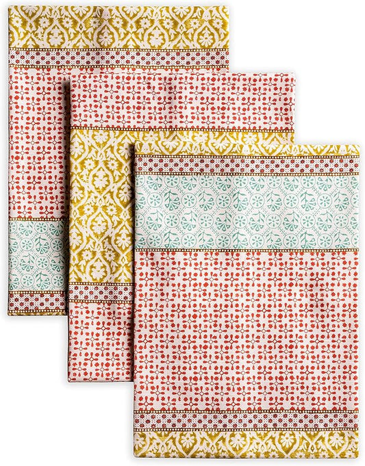 Maison d' Hermine Kitchen Towels Set of 3 100% Cotton 27.50" x 20" Reusable Cloth Tea Dish Towels Absorbent with Hanging Loop for Kitchen, Home, Dining, Cocktail Parties Spring/Summer (Provence)