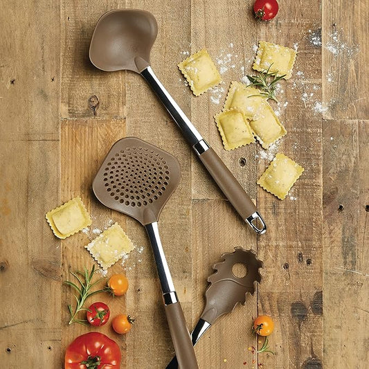 Anolon Gadgets Utensil Kitchen Pasta Cooking Tools Set, 3 Piece, Bronze Brown