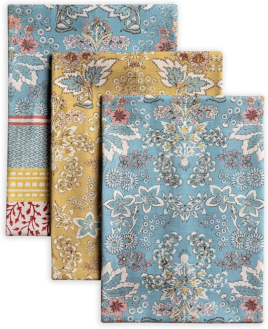 Maison d' Hermine Kitchen Towels Set of 3 100% Cotton 27.50" x 20" Reusable Cloth Tea Dish Towels Absorbent with Hanging Loop for Kitchen, Home, Dining, Cocktail Parties Spring/Summer (Marquise)